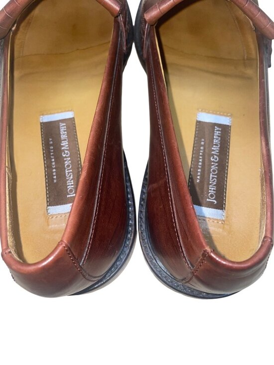 Handcrafted Johnston & Murphy Men’s Brown Leather Tassel Slip-On Loafers Size 11 main image 7